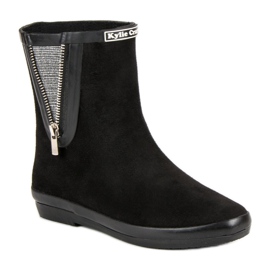 Kylie Chanclos de gamuza con cremallera decorativa negro 4