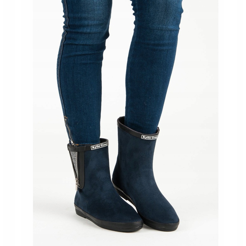 Kylie Chanclos de gamuza con cremallera decorativa azul marino 2