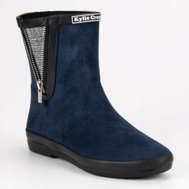Kylie Chanclos de gamuza con cremallera decorativa azul marino 5