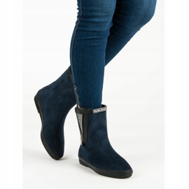 Kylie Chanclos de gamuza con cremallera decorativa azul marino 3