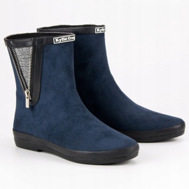 Kylie Chanclos de gamuza con cremallera decorativa azul marino 8