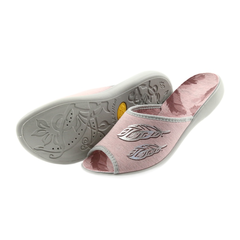 Zapatillas mujer befado 254D098 pantuflas gris rosa 4