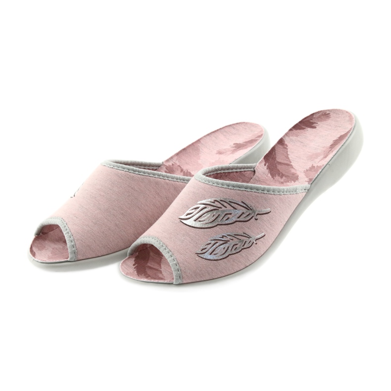 Zapatillas mujer befado 254D098 pantuflas gris rosa 3