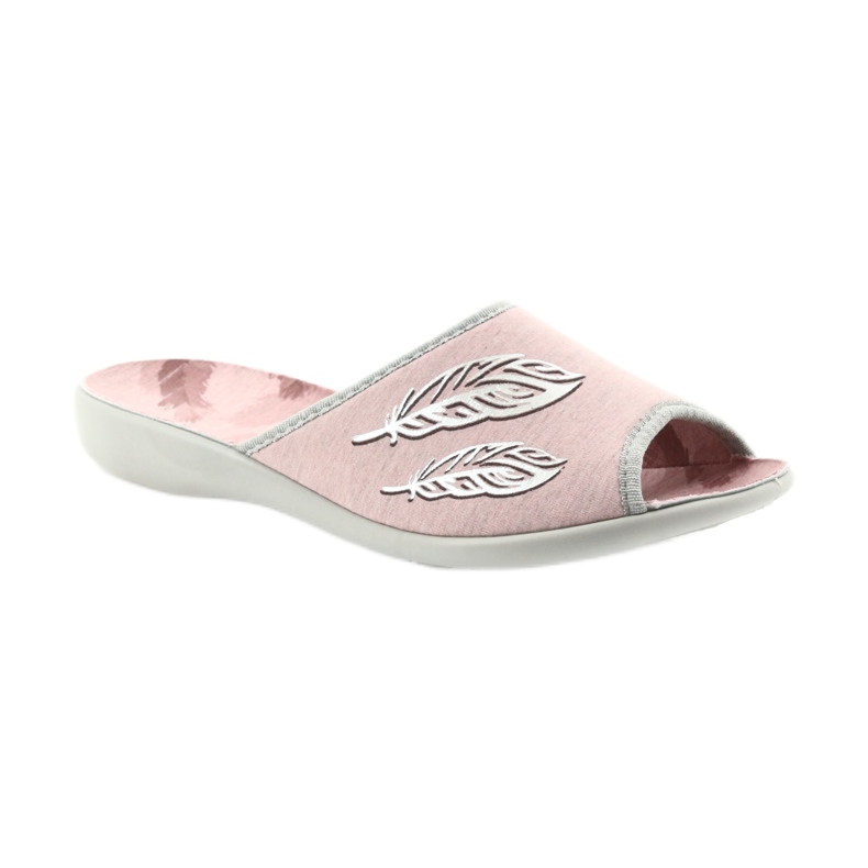 Zapatillas mujer befado 254D098 pantuflas gris rosa 1