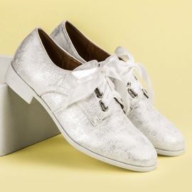 Juliet Zapatos brogues atados blanco gris 6