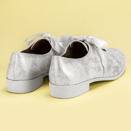 Juliet Zapatos brogues atados blanco gris 5