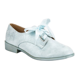 Juliet Zapatos brogues atados azul gris 4