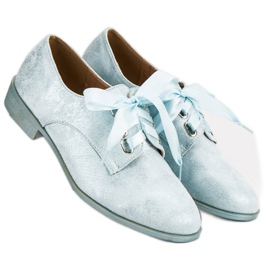 Juliet Zapatos brogues atados azul gris 3