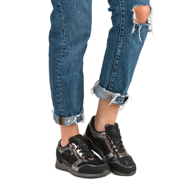 Calzado deportivo con cremallera decorativa negro gris 2