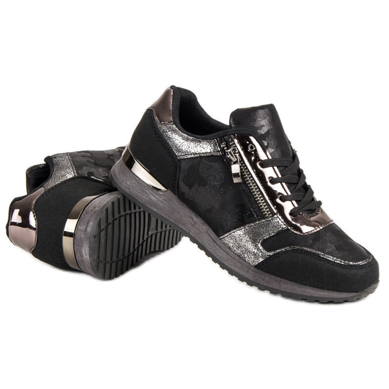 Calzado deportivo con cremallera decorativa negro gris 1