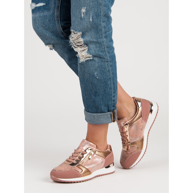 Calzado deportivo con cremallera decorativa amarillo rosado 2