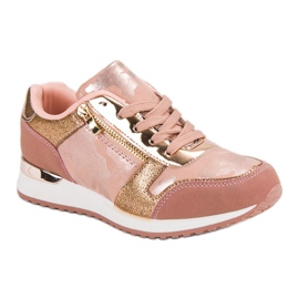 Calzado deportivo con cremallera decorativa amarillo rosado 4