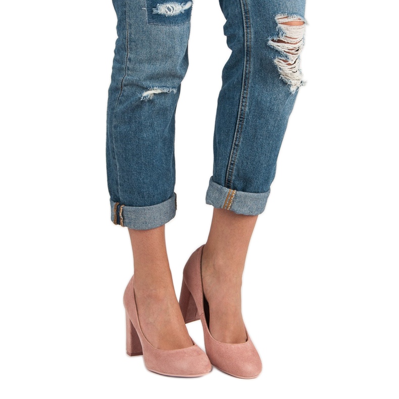 Seastar Zapatos de tacón de ante en un pilar rosa 2