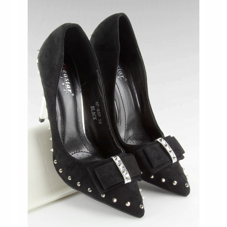 Negro nf-05p Alfileres negros con tachuelas y lazo 2 Negro nf-05p Alfileres negros con tachuelas y lazo 2