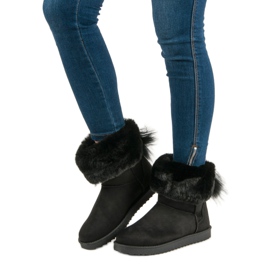 Botas de nieve negras con piel negro 1