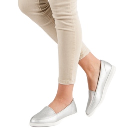 Mocasines plateados gris 6
