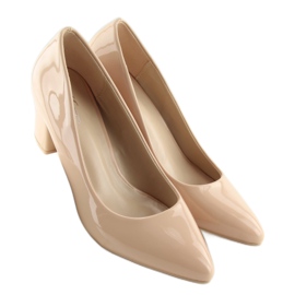 Zapatos con tacón ancho beige B-58 Beige 3