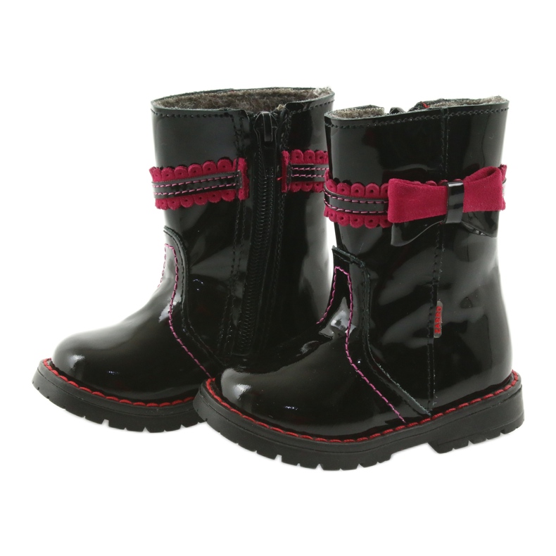 Botas de cuero pintadas 87/00 rosa negro con un arco zarro 3