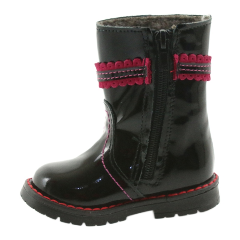 Botas de cuero pintadas 87/00 rosa negro con un arco zarro 2
