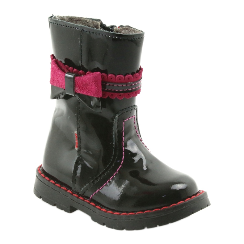 Botas de cuero pintadas 87/00 rosa negro con un arco zarro 1