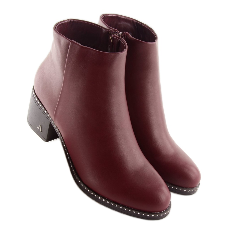 Botas con tacón estable burdeos BH120-KB Wine rojo 1