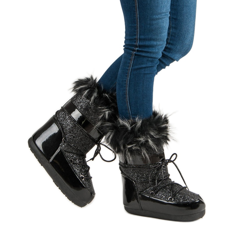 Botas de nieve de moda negro 1