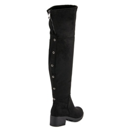 Super Me Botas de muslo en la plataforma negro 1