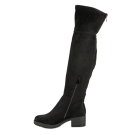 Super Me Botas de muslo en la plataforma negro 2
