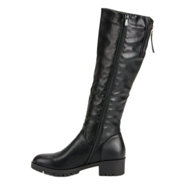 Super Me Botas cómodas hasta la rodilla negro 4