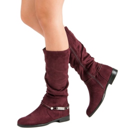 SDS Botas hasta la rodilla burdeos rojo 4