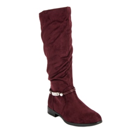 SDS Botas hasta la rodilla burdeos rojo 2