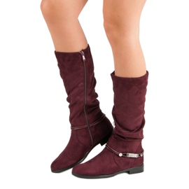 SDS Botas hasta la rodilla burdeos rojo 1