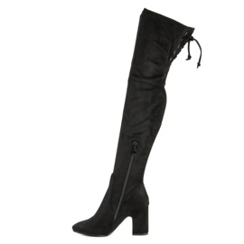 Super Me Botas negras hasta el muslo en un poste negro 3