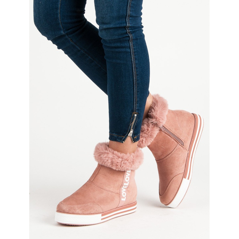 Ideal Shoes Zapatillas altas con aislamiento rosado 1