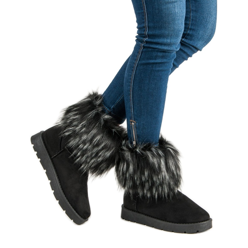 Mukluki negro con piel 1 Mukluki negro con piel 1