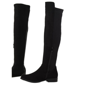 Botas por encima de la rodilla con parte superior flexible negro 168-188 Negro 4