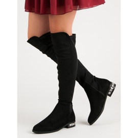 Super Me Botas de tacón plano negro 1