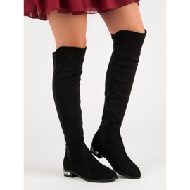 Super Me Botas de tacón plano negro 2