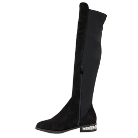Super Me Botas de tacón plano negro 4