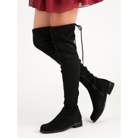 Super Me Botas por encima de la rodilla de moda negro 2