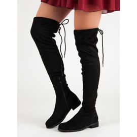 Super Me Botas por encima de la rodilla de moda negro 1