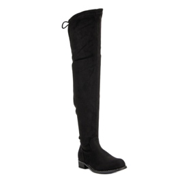 Super Me Botas por encima de la rodilla de moda negro 3