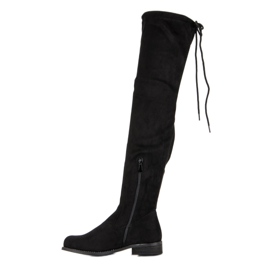 Super Me Botas por encima de la rodilla de moda negro 4