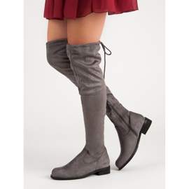 Super Me Botas por encima de la rodilla de moda gris 1