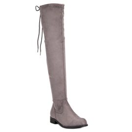 Super Me Botas por encima de la rodilla de moda gris 3