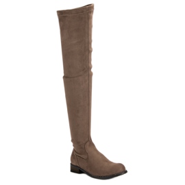 Super Me Botas por encima de la rodilla de moda marrón 2