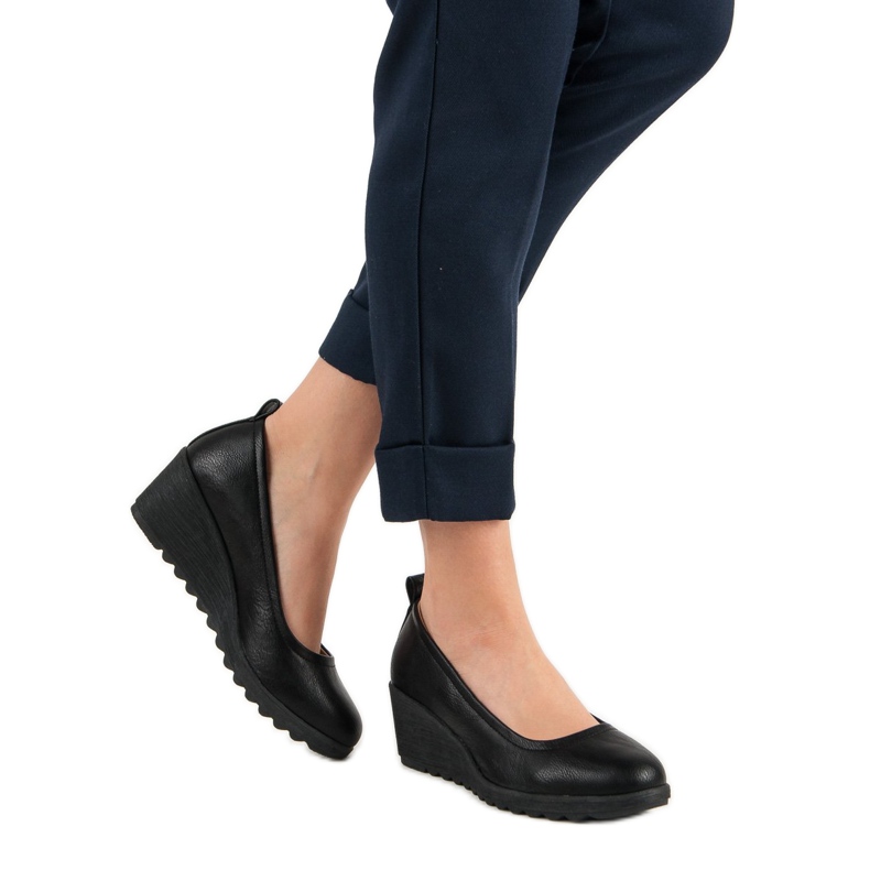 J. Star Bombas de cuña negras negro 1