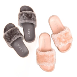 Chanclas grises con pelo 7