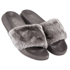 Chanclas grises con pelo 4