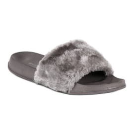 Chanclas grises con pelo 6